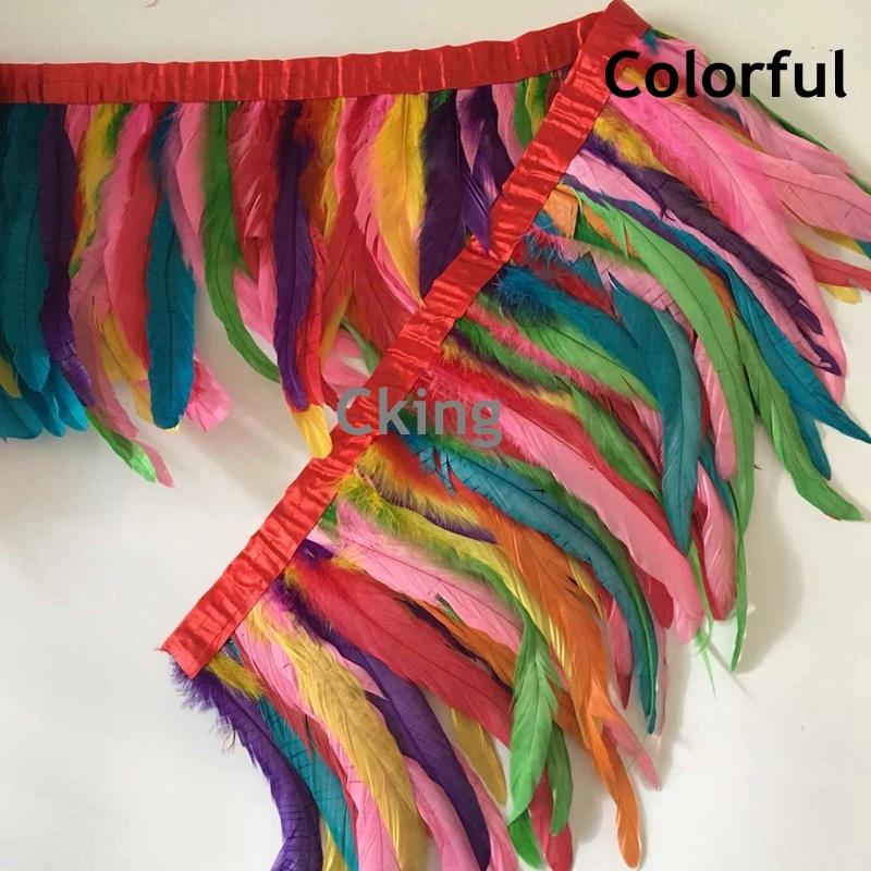 

Free shipping Crafts Factory Wholesale Bulk Bleached Dyed Colorful Long Rooster tail Feather Trimmings 35-40cm 14-16inch wedding