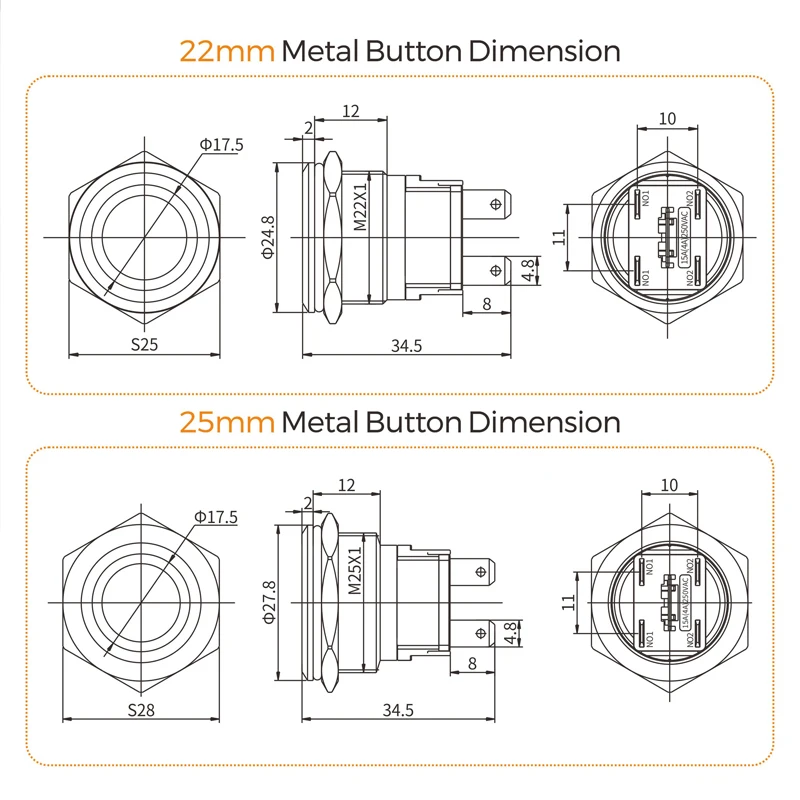 Кнопочный переключатель с LB22CEB установкой micro heavy duty 15A высокотоковый