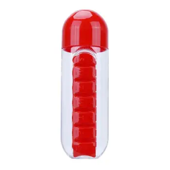 

600ML Plastic 2 In 1 Combine Daily Pill Box Pastillero Drinking Bottles Cups Bottle With Daily Medicine Pill Box Organizer