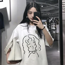 Высокое качество Новая Летняя женская одежда roupas ulzzang корейский хипстер harajuku Мультфильм Принт Свободные модные брендовые короткие футболки
