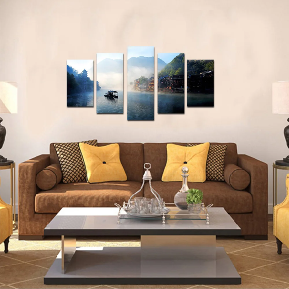 

5pcs Modern Tropical Landscape Canvas Painting Meaning Travel Seascape Wall Art Pictures Posters Prints for Living Room Decor
