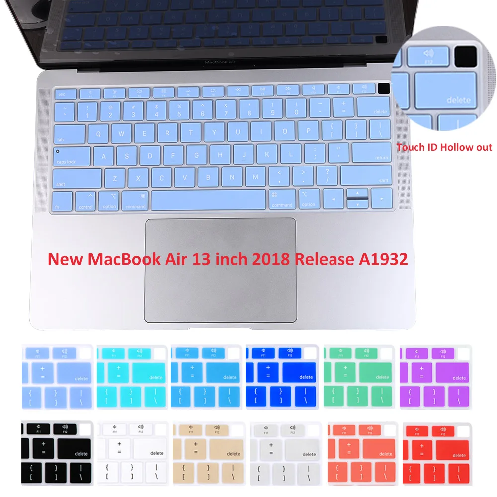 Чехол для клавиатуры Redlai с английской раскладкой MacBook Air 13 2018 A1932 Retina fit Touch ID Мягкий