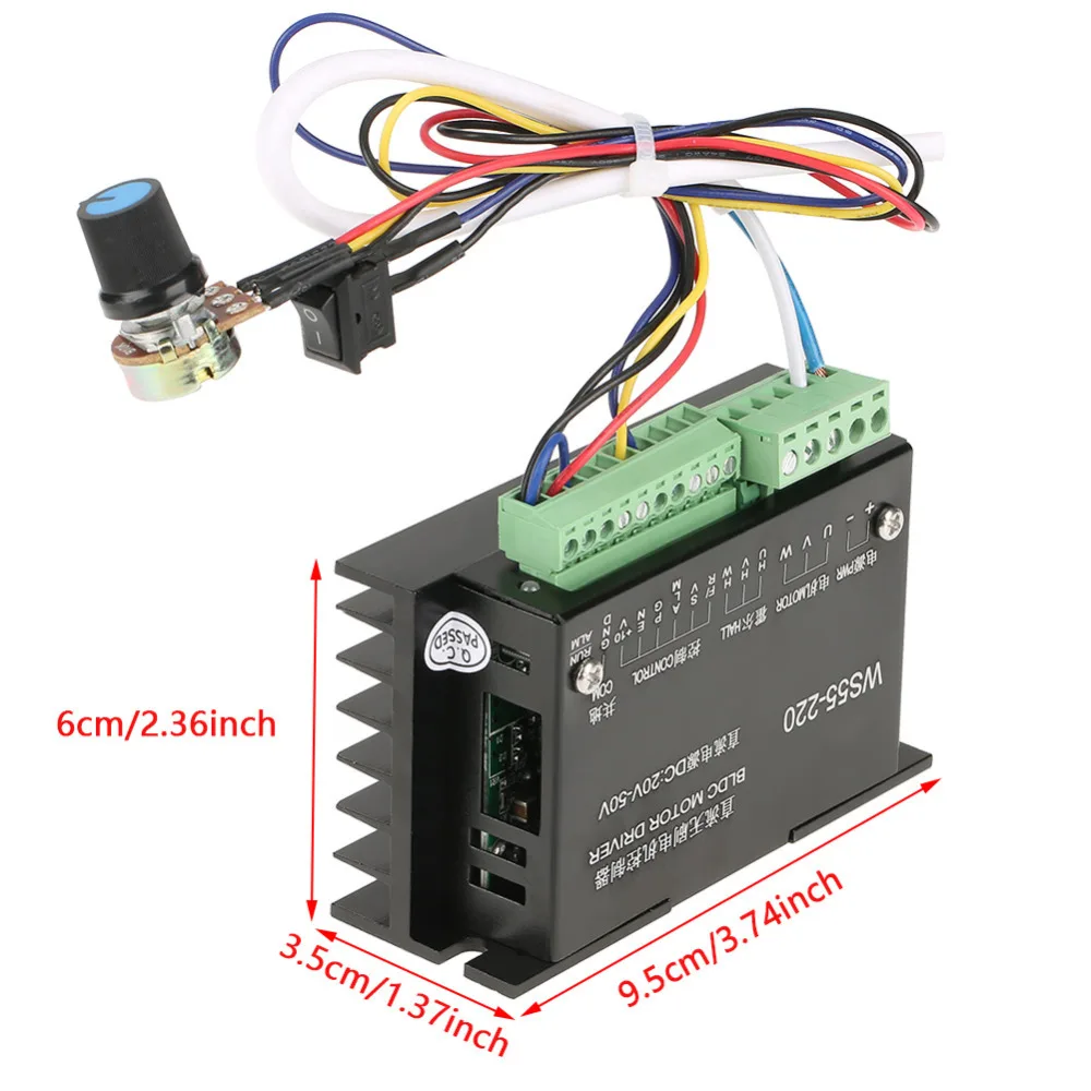 Горячая WS55-220 мотор драйвер постоянного тока 48V 500W CNC безщеточный шпиндель мотор BLDC драйвера контроллера