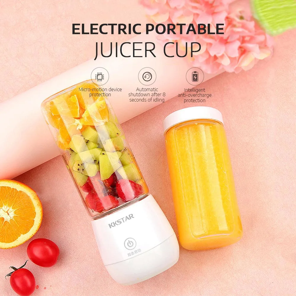 

Rechargeable Electric Portable Juicer Fruit Vegetable Juice Mixer Six-Leaf Blade Fruit Ice Smoothie Maker Blender Machine 450ml