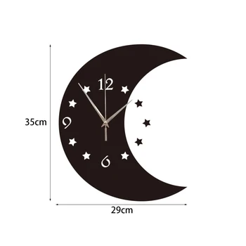

3D Wood Moon Star Large Wall Clock Home Decor Children Room Pow Patrol Guess Watch Mechanism Digital Watch Living Room 50ZB155
