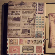 Póster autoadhesivo de 10 hojas adhesivo de papel con sello paquete mapa Vintage estudiante papelería sobre pegatinas de papel para álbum de recortes