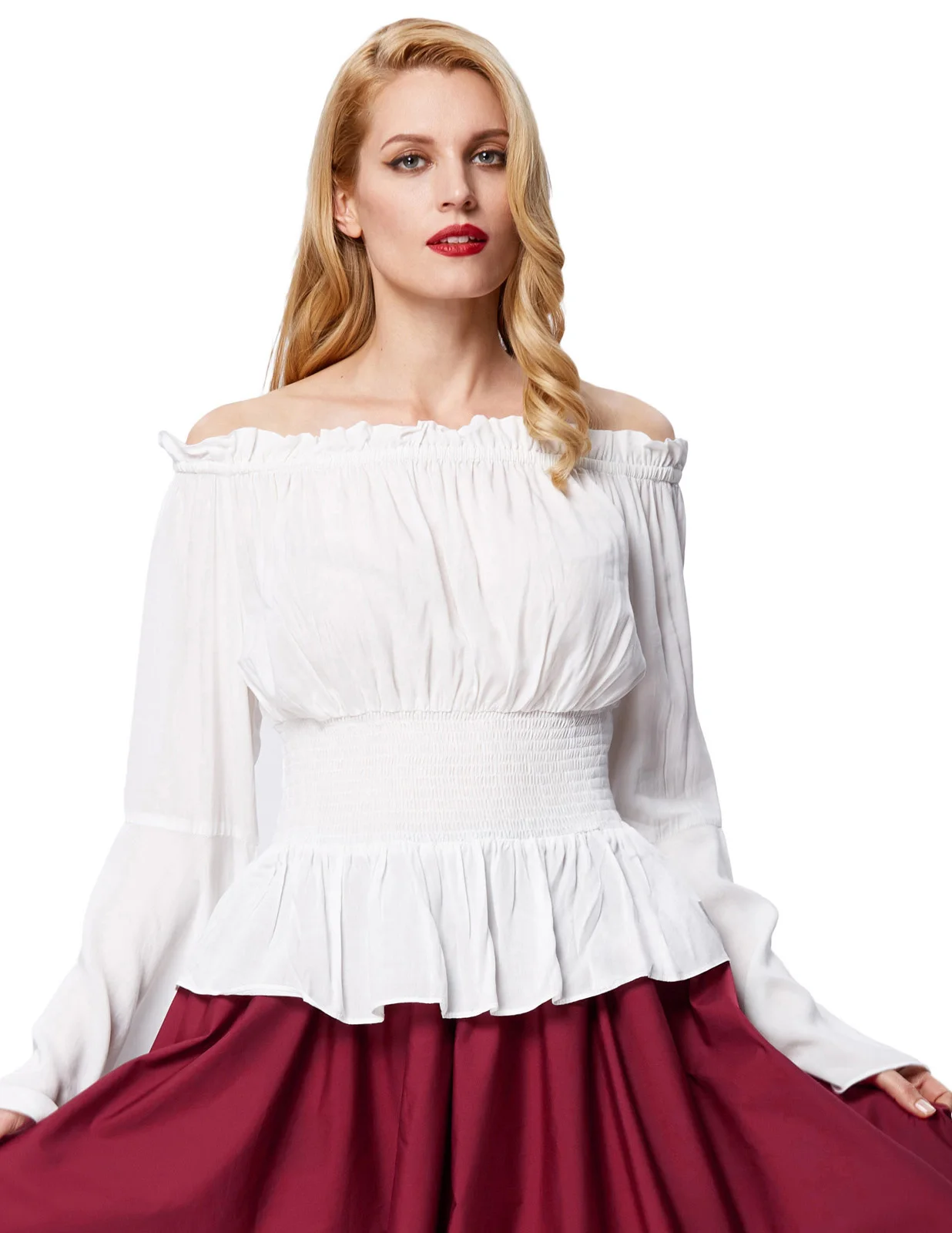 

Women Tops Vintage Renaissance Medieval Gothic Victorian Bell Sleeve Tops Lady