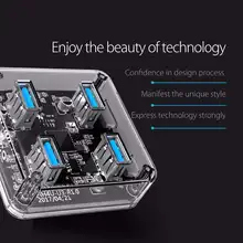 Противоскользящая накладка внешний источник питания ORICO MH4U 4 порта USB3.0 прозрачный Настольный концентратор с резиной
