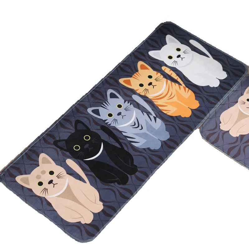 

Floor Mats Animal Cat Printed Bathroom Kitchen Carpets Doormats Cat Floor Mat for Living Room Anti-Slip Tapete 35