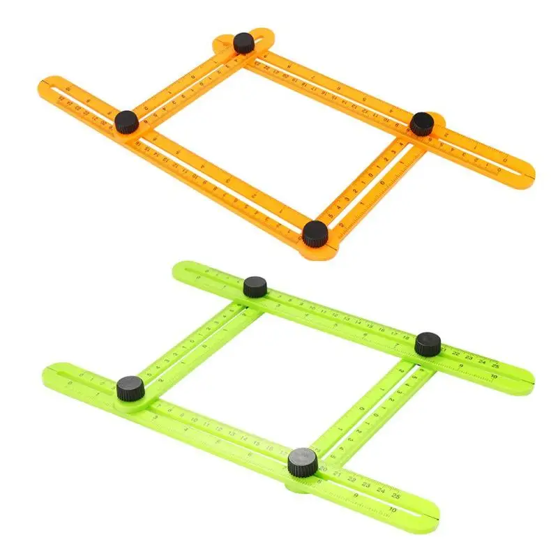 

Multi-functional Four-side Ruler Plastic Scale Measuring Rulers Angle Measuring Instrument Template Tool Four-Sided Ruler