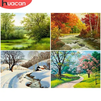 

HUACAN Diamond Embroidery Four Seasons tree Diamond Painting Cross Stitch Mosaic Full Square Drill Rhinestone