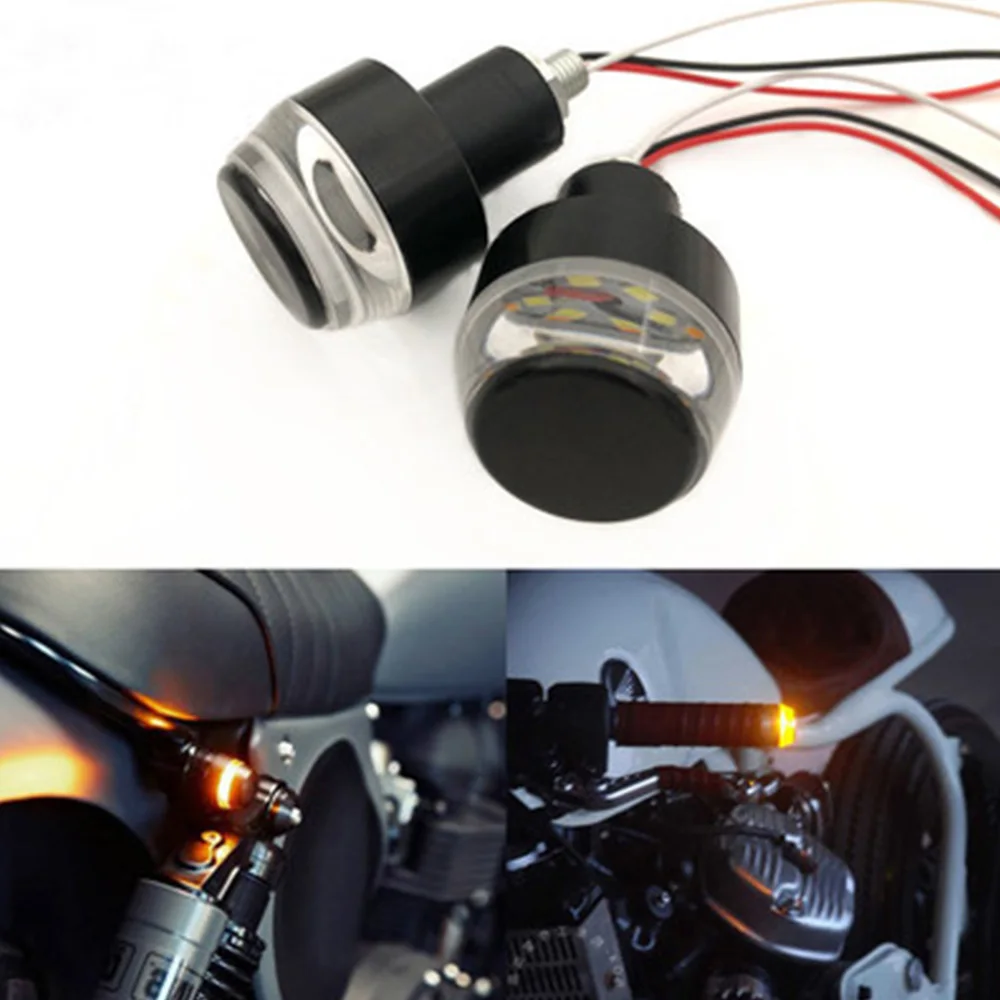 

2pcs Motorcycle Handlebar Turn Signal Corner Light 12V Amber Yellow White Moto Handle Bar Grip Plug Side Marker Lamp