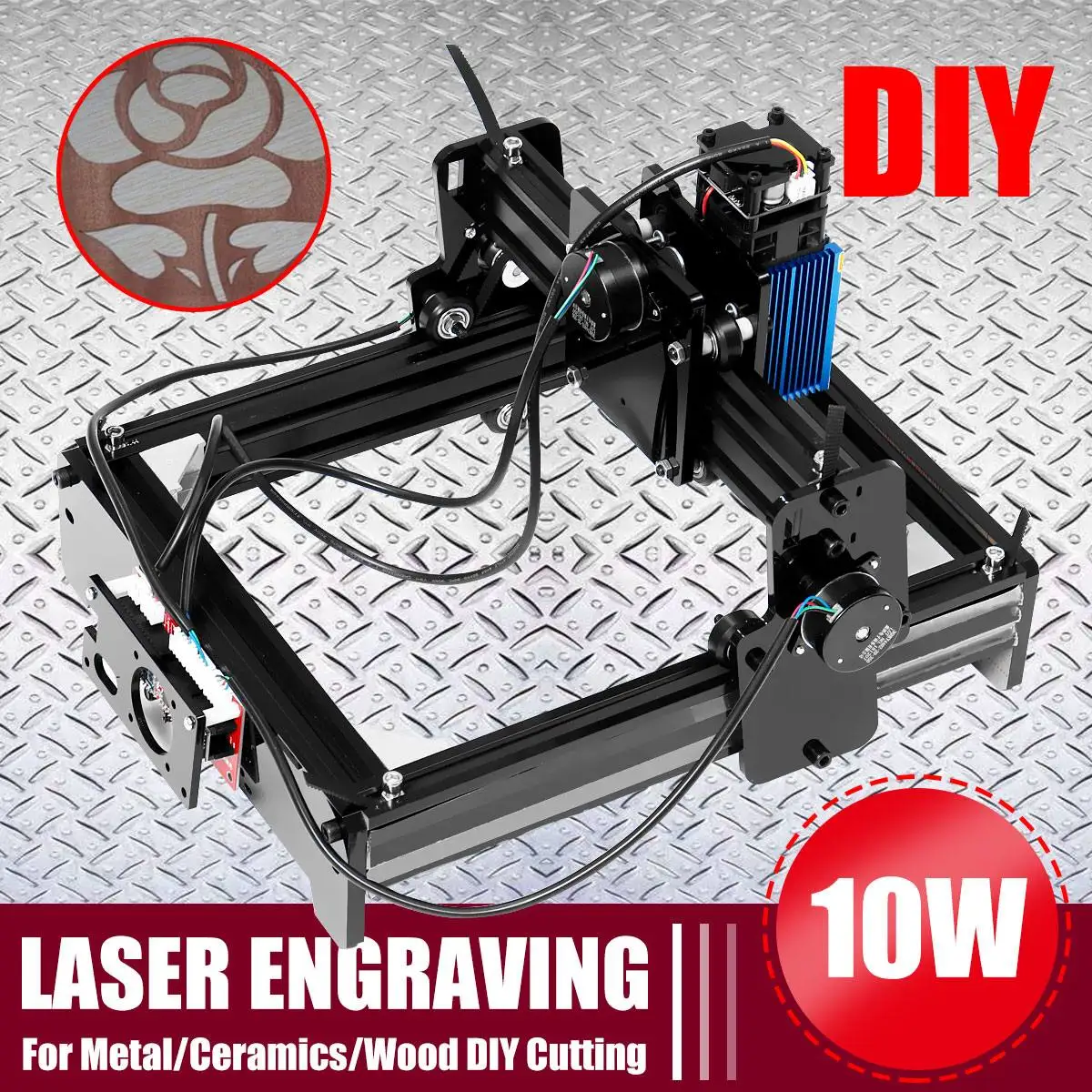 

10W DC 12V 4A 20*14CM Professional High Precision Laser Engraving Machine Home DIY Metal Marking Engraver Logo Printer Cutter