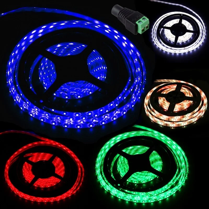 

5m 300 Led 3528 LED 12V Flexible LED Strip Lights, Blue/White/Purple/Red/Pink, Non-waterproof, Light Strips with Dc Connector