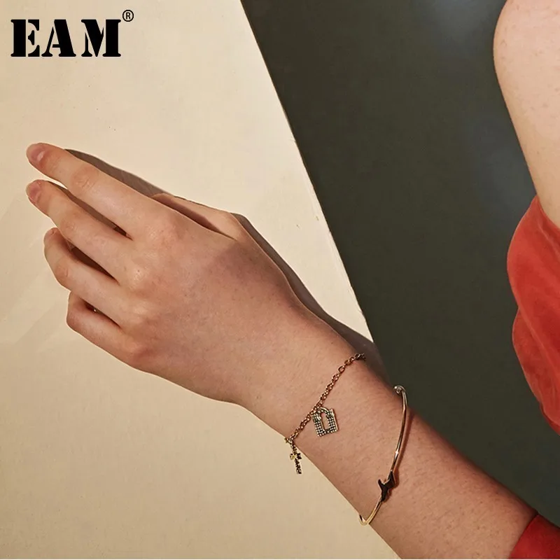 

WKOUD EAM 2019 New Fashion Rhinestone Inlaid Bracelet Bracelet Double-layer Two-in-one Jewelry Women's Accessories S#Z098