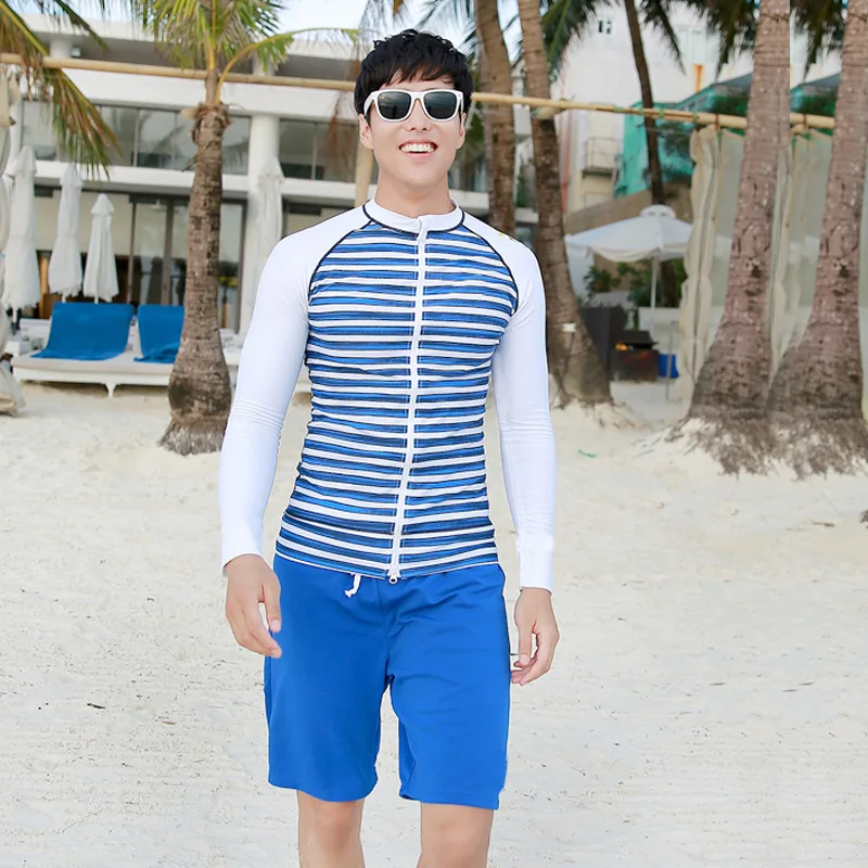 

Man Long Sleeve Sandy Beach Swimming Suit Surfing Run Male Swimwear Sunscreen Speed Flower 2119