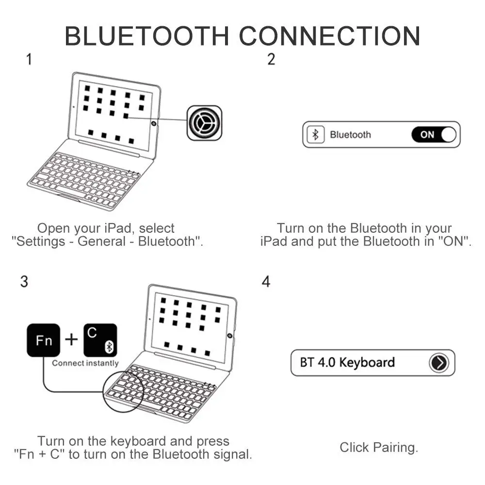 Bluetooth клавиатура с поворотной подсветкой для Ipad 10,5 дюйма 360 градусов