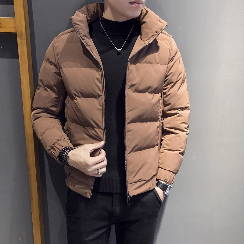 

Winter New Trend Cotton-padded Clothes Male Lead Self-cultivation Leisure Time Thickness Jacket Caramel coat men windbreaker