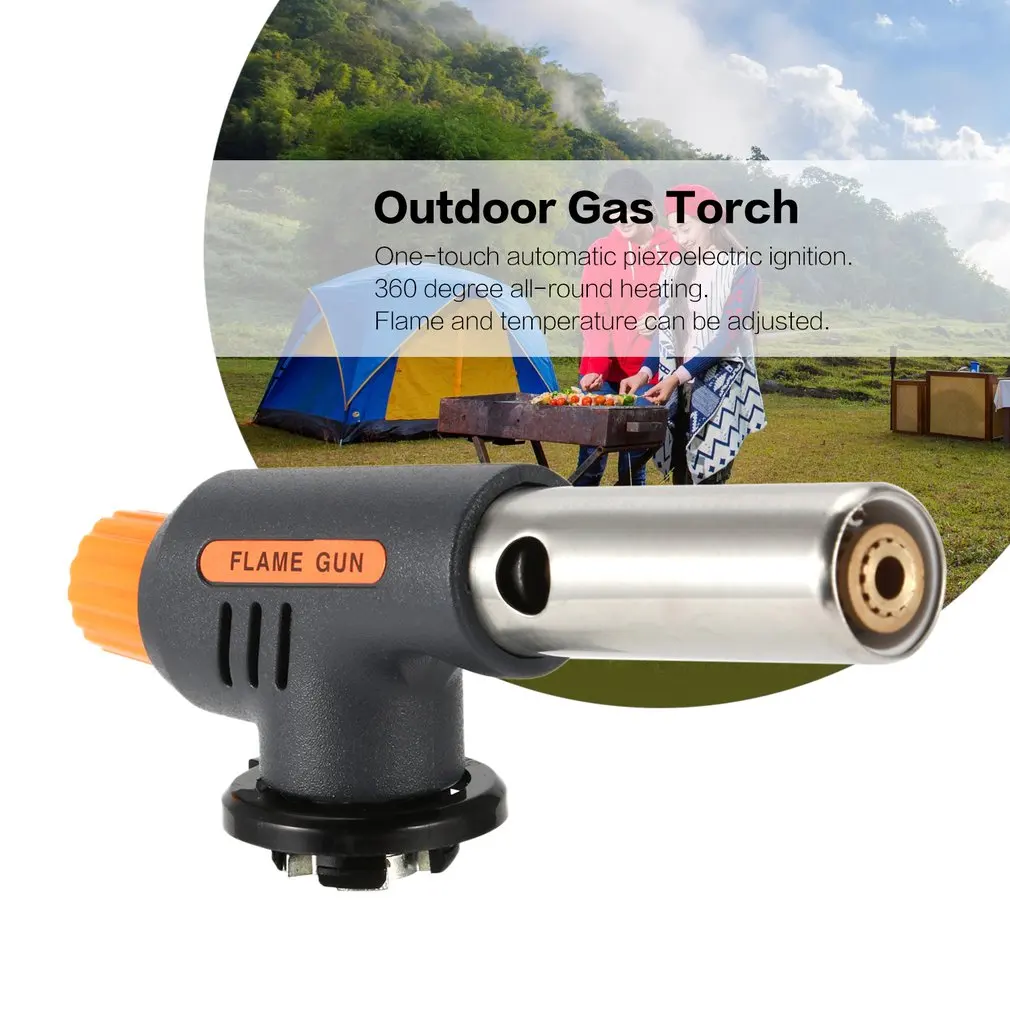 Газовая горелка пистолет газовая зажигалка авто пьезо зажигание огнемет газовый
