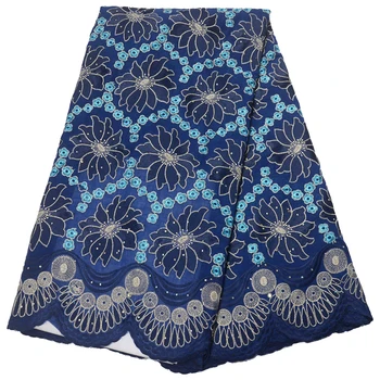 

Royal blue African cotton dry Korean Swiss voile lace fabric 2019 high quality man Nigerian Swiss voile laces in Switzerland