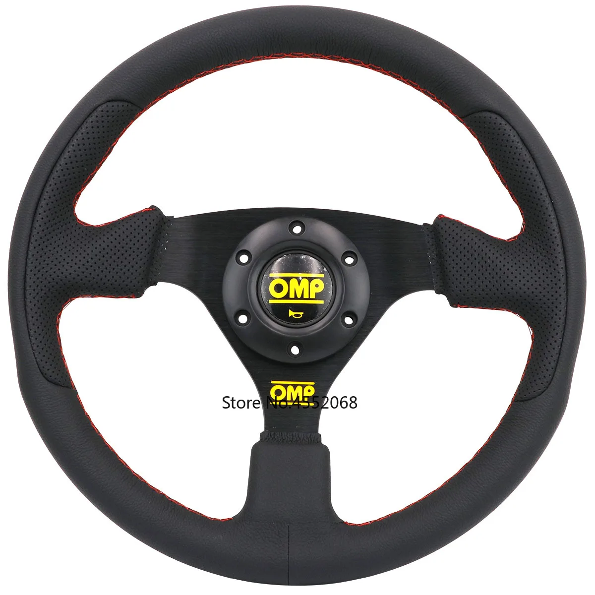 

330mm OMP Racing Steering Wheels Genuine Leather With RED/BLACK Stitching