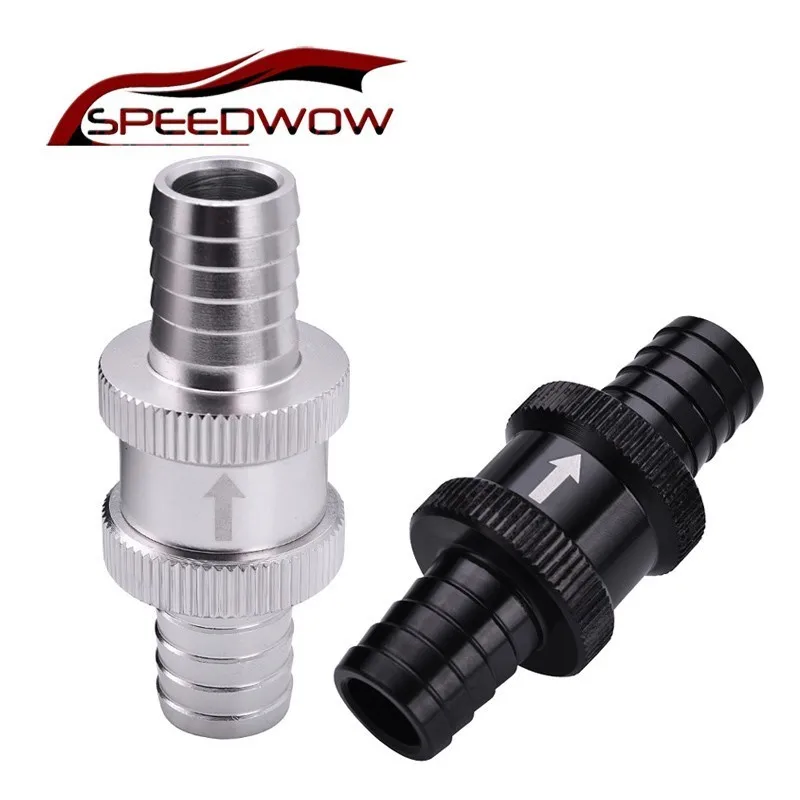 

SPEEDWOW Black Silver 9/16" 14mm Petrol Diesel Oil Aluminum Alloy Fuel Non-Return One Way Check Valve Car Accessories