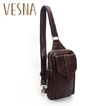 Vesna Chest Bag 2019 Fashion Genuine Leather Crossbody Bags Men Casual Messenger Bag Small Brand Designer Male Shoulder Bag yiang fashion genuine leather crossbody bags casual chest bag messenger bag small brand designer male shoulder bag 2 colors