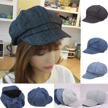 Кепка газетчика Новое поступление Женская джинсовая кепка-восьмиклинка восьмиугольная кепка с Козырьком козырек женские солнцезащитные шапки