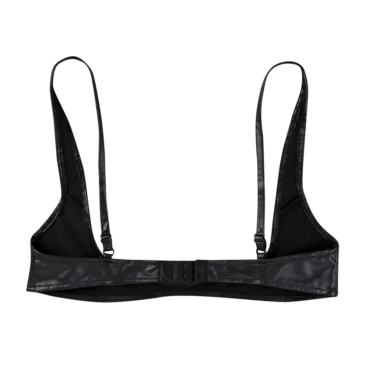 Sexy Exotic Bras for Womens Ladies Lingerie Fashion Faux Leather Adjustable Wire-free Open Cup Shelf Bra Exposed Breasts Nipples