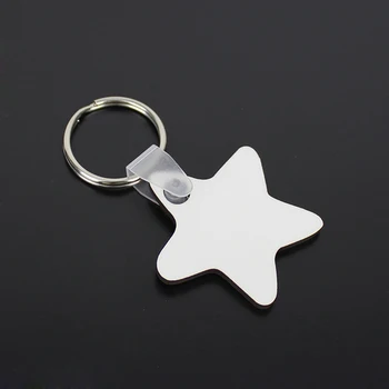 

Wholesale 100pcs DIY MDF Double White Blank Star Key Chain Sublimation Wood Key Ring For Heat Press Transfer Jewlery Photo Gift