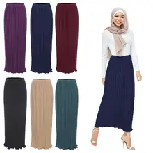 Мусульманская женская юбка плиссированная облегающая оболочка с запахом саронг Макси низ Дубай эластичный длиной до щиколотки Лот