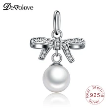 Devolove 925 серебро подвеска в форме банта жемчужный Шарм для браслета Pandora браслет женские ювелирные изделия подарок PSMB0793 дропшиппинг