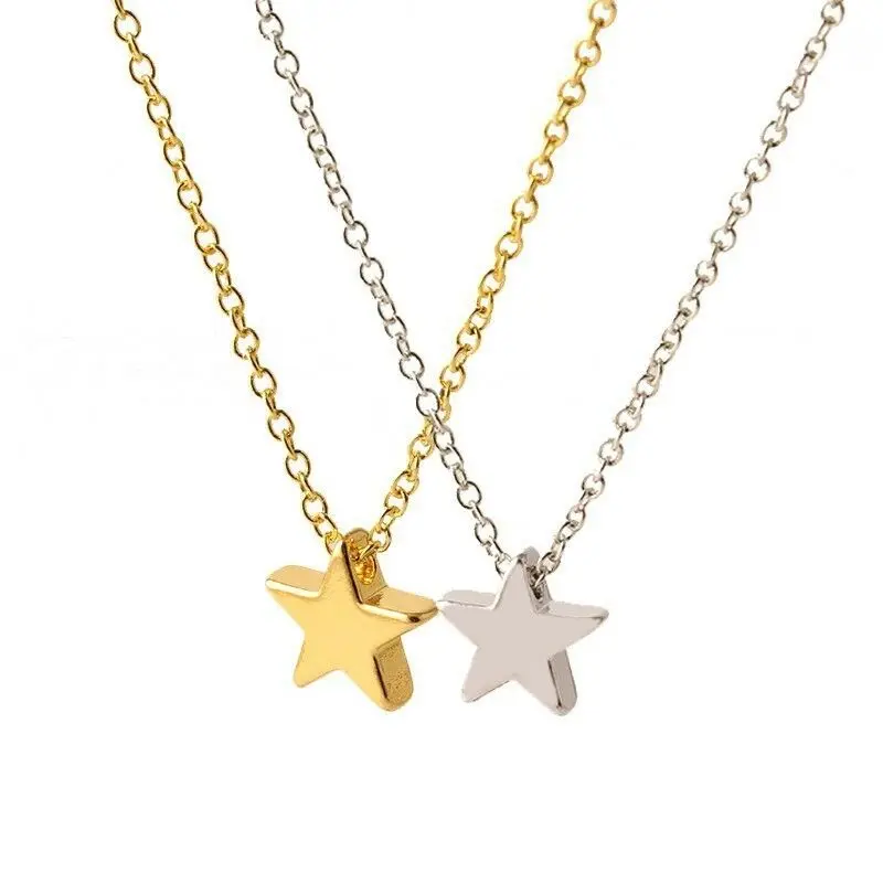 

Women Simple Necklace Jewelry Long Pendant Gold Silver Star Choker Chain New style delicate Popular grace Sweet Pendant