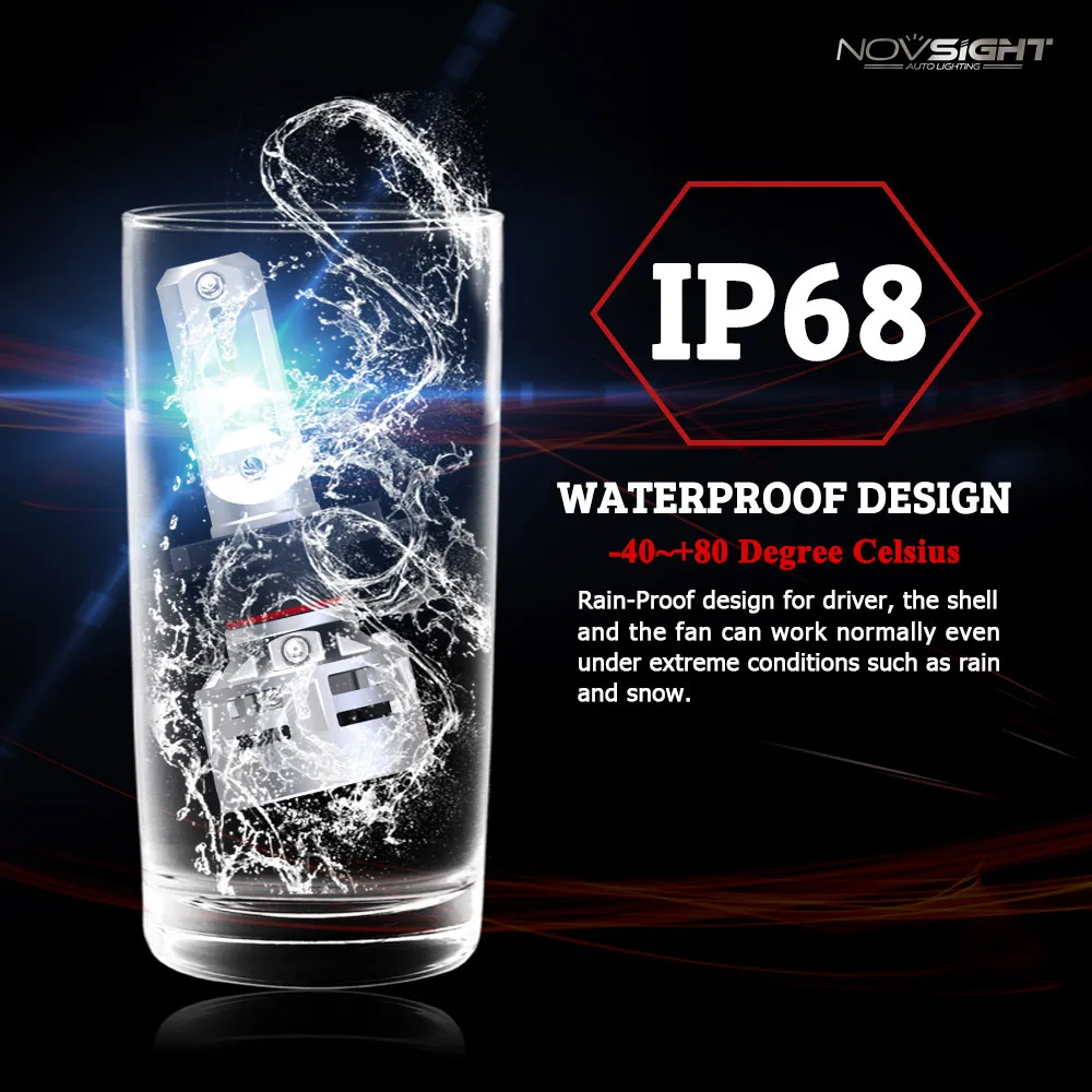 NOVSIGHT HB3 светодиодный фары 9005 9006 H4 H7 H11 с высоким качеством CSP чипов 60 Вт 6500 к супер