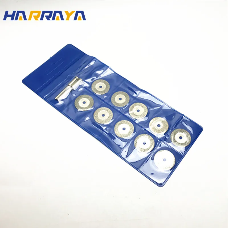 

10 pieces / set of 20mm mini diamond saw blade silver cutting piece with 2 connecting handle mini electric drill rotating tool