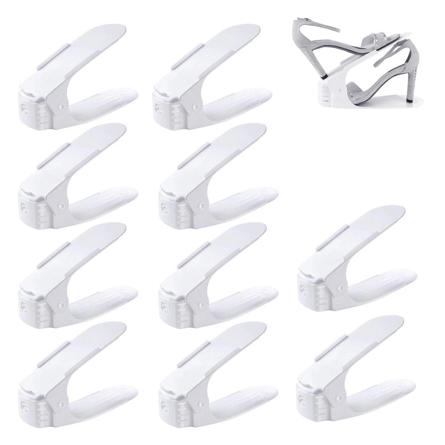 

10 pieces. durable adjustable shoe organizer shoe holder slot for space saving wardrobe stand shoe storage rack shoe box