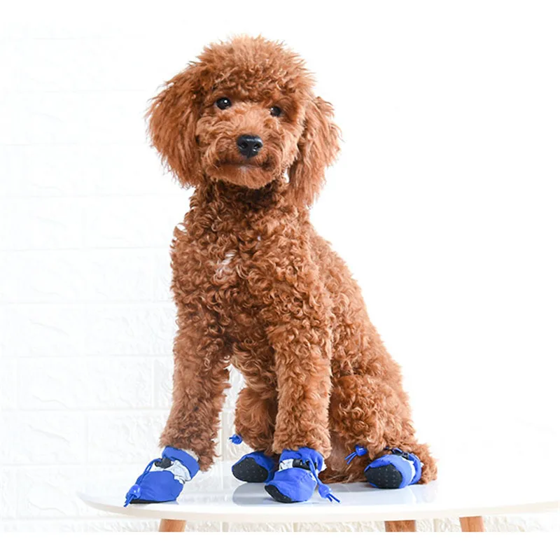 

4pcs/set Winter Dog Shoes Warm Anti-slip Rain Snow Boots Footwear Thick Warm Waterproof For Small Cats Dogs Puppy Dog Socks