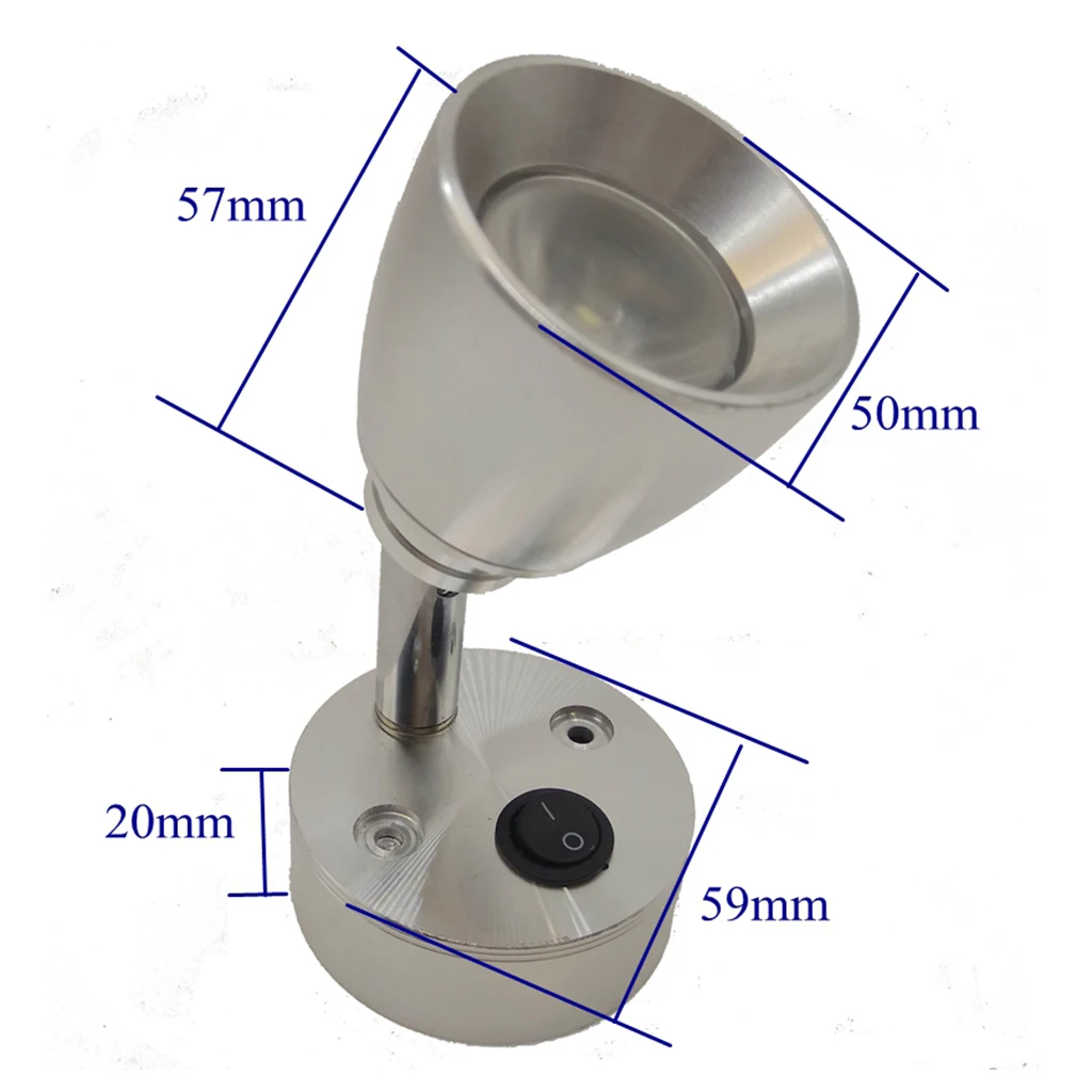 2 шт. регулируемый светильник для чтения с возможностью поворота под разными углами, используемый для лодки/RV/Camper, 3 Вт, 12 В/24 В, кнопочный переключатель, светильник для чтения