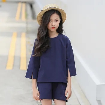 

Spring Summer Outfits For Girls Kids Fashion Girl Clothing Sets 2pcs Long Sleeve Shirt + Shorts Cotton Teenage Girl Clothes