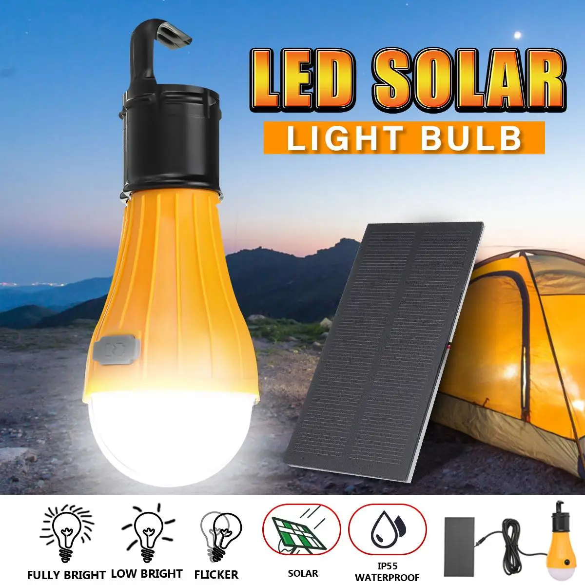 

Led Solar Lamp Solar Light LED Light Bulb For Outdoors Camping Light Garden Fishing Solar Lamp