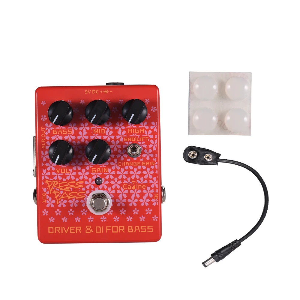 

Caline CP-59 Press Pass Red Guitar Pedal with True Bypass Driver and DI Box Classic Tube Amp Guitar Effect Pedal for Bass Guitar