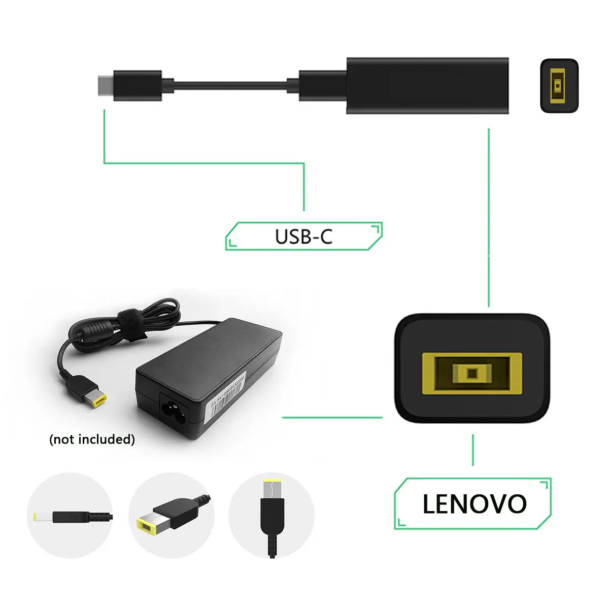 Jimier 11 0*4 5 мм Прямоугольник Джек Lenovo вход в USB C Type разъем питания зарядный кабель 45