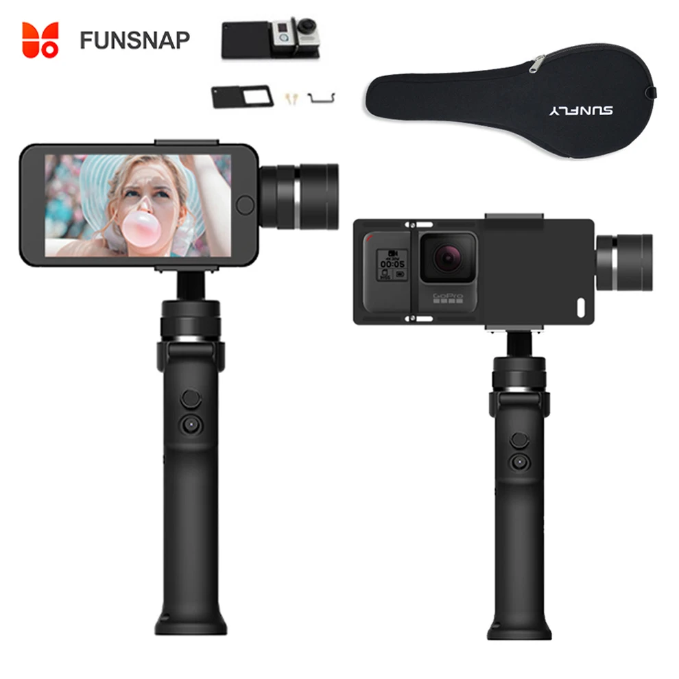 Захват funsnap 3 осевой Ручной Стабилизатор для телефона iPhone X 8 7 Plus Samsung S8 Piexl Gopro Hero 6 5