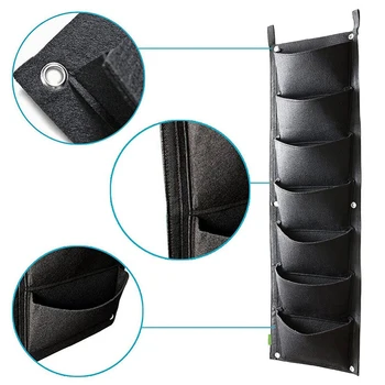 

Black 4/7 Pockets Vertical Garden Grow Bag Felt Seedling Grow Gardening Greenhouse Storage Bag Pouch Root Hanging Plant Pots