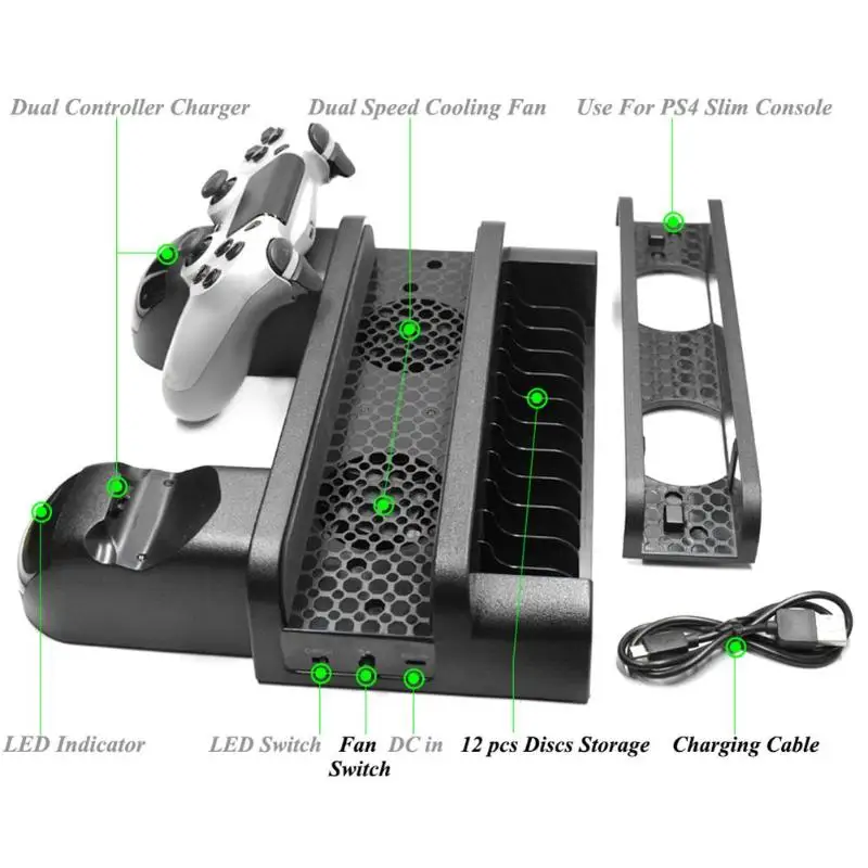 3 в 1 игровая консоль двойная зарядная станция Док-станция с охлаждающим вентилятором светодиодный геймпад зарядное устройство для PS4/PS4 Slim/PS4 Pro игровые аксессуары