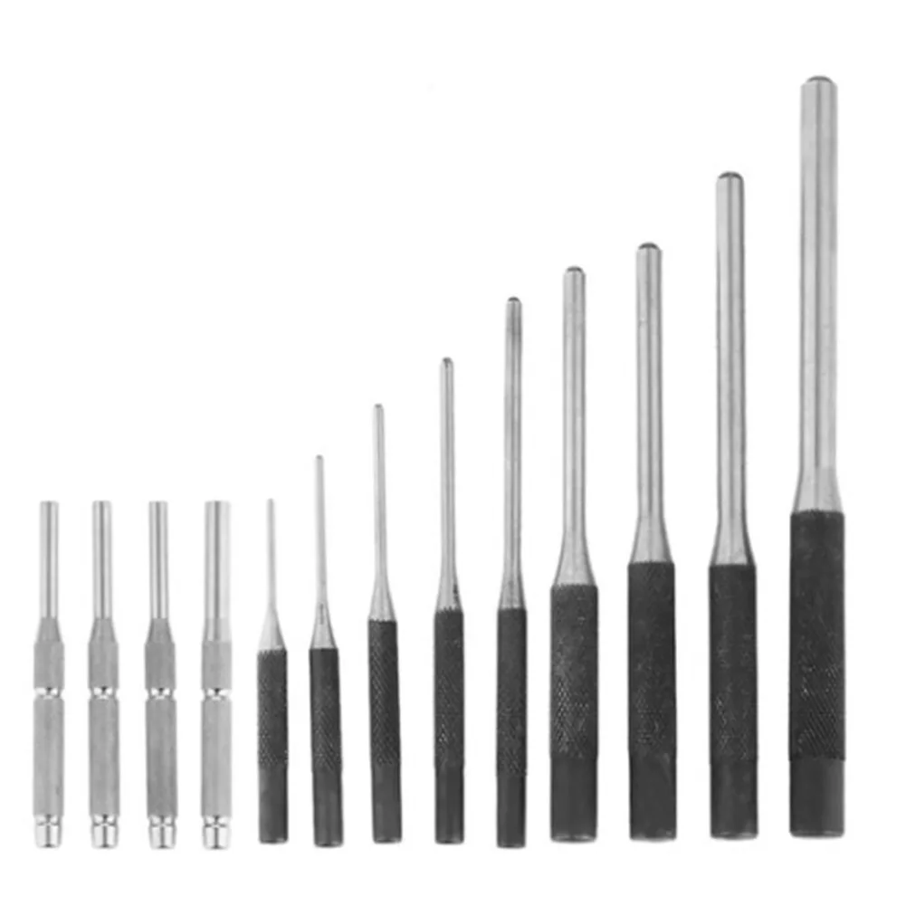 

13pcs Safe Parts Hollow End Round Pins Steel Punch Set Roll Up Case Starter Hand Tool Durable Professional Multifunction