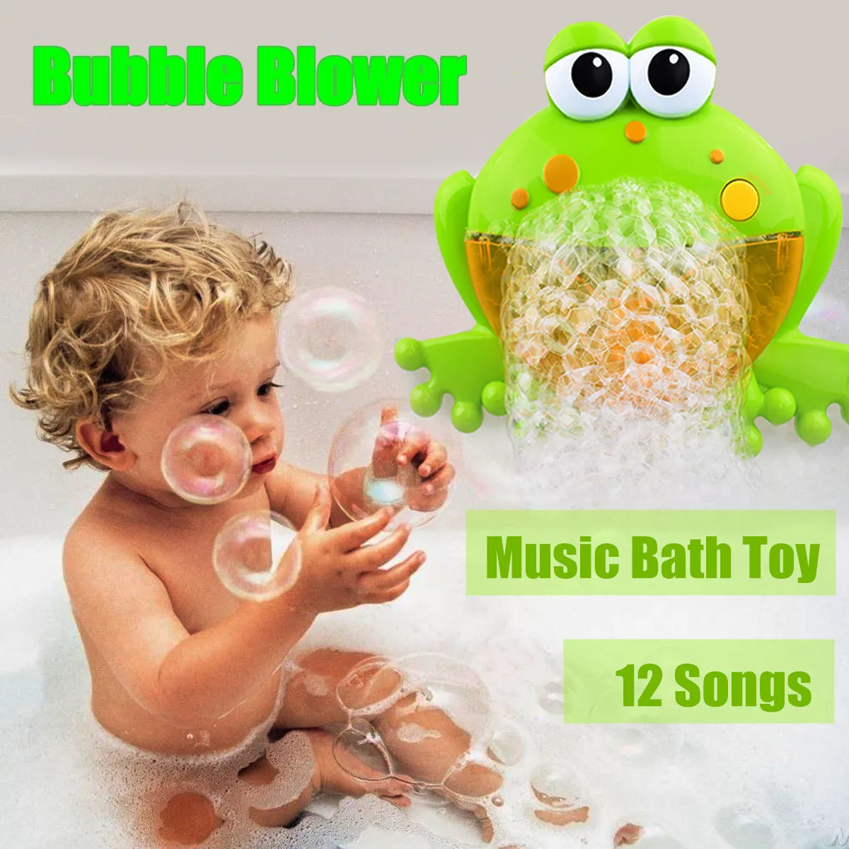 

Cute Baby Bubble Frogs Crab Automatic Shower Machine Blower Maker Bath Music Toys Cartoon Educational Toy Funny Gift for Kids