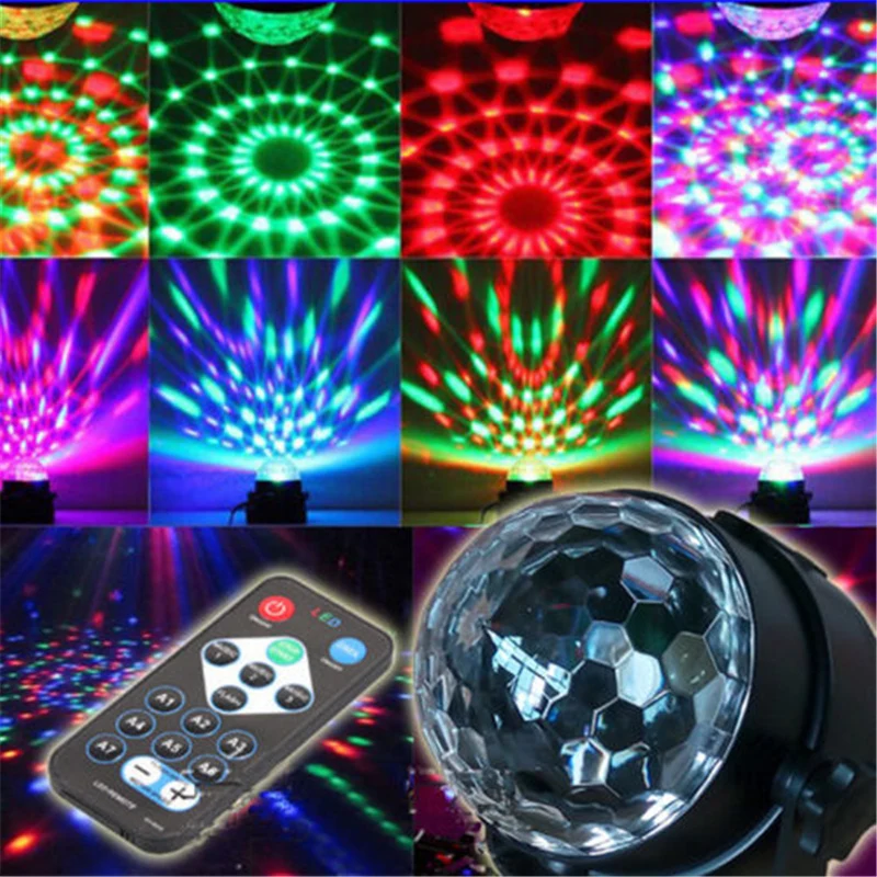 

Hot Led Magic Ball Light 2019 Newest LED RGB Crystal Magic Disco Ball Light Sound Activated With Remote Party DJ Supplies Tools
