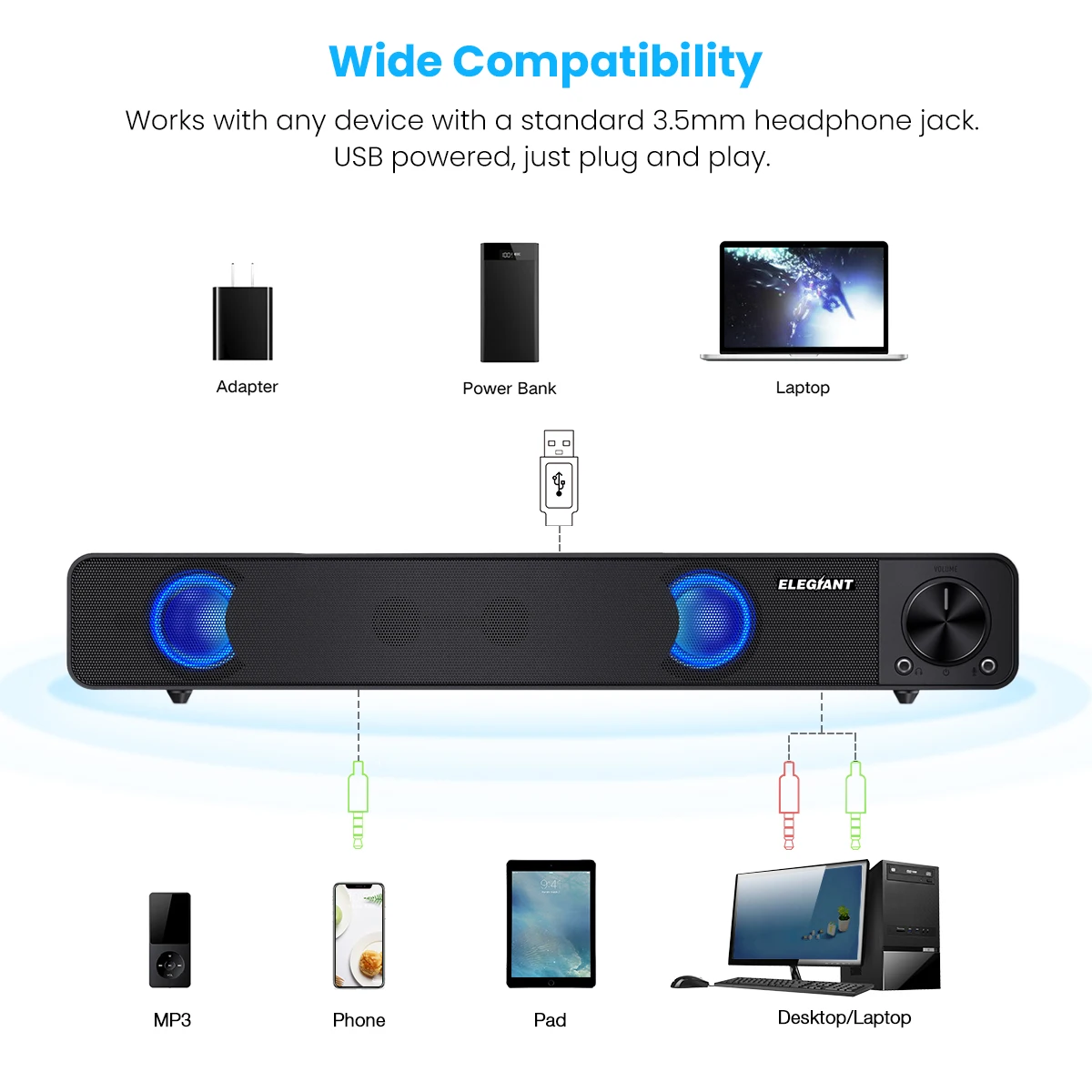 elegiant portable usb speakers