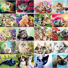 AZQSD Алмазная мозаика кошка Алмазная картина животные Стразы DIY Полная квадратная круглая Алмазная вышивка украшение дома подарок